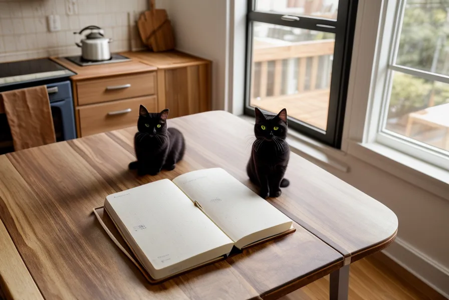 Kater Blasius sitzt auf einer Yogamatte zwischen Bücherregalen in einer Altonaer Wohnung.