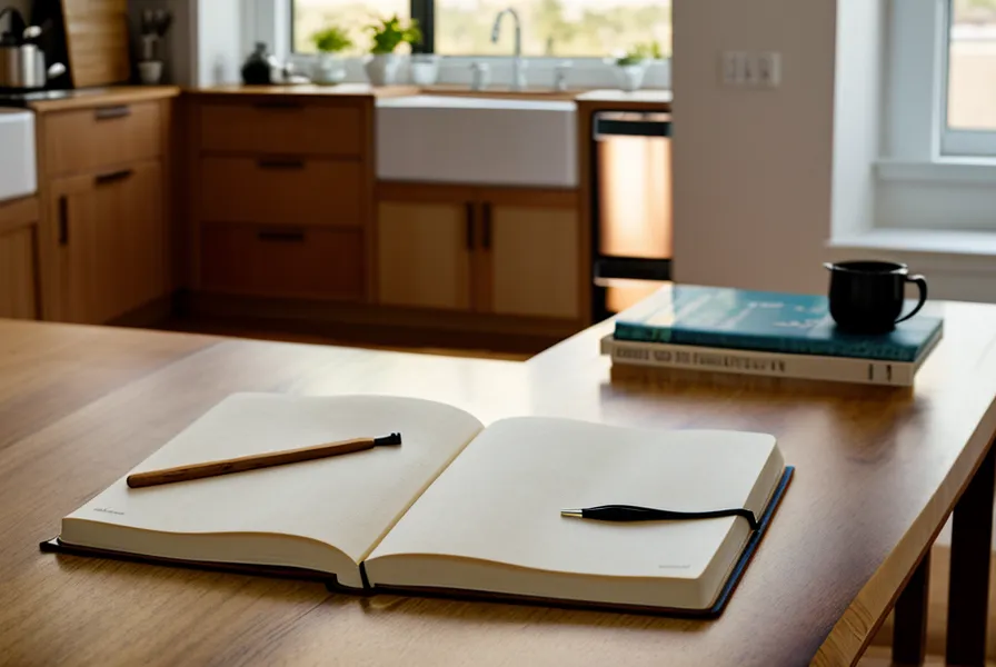 Bücherstapel auf der Holztheke – typischer Blick nach unten im Buchhandlungsalltag, der Nackenschmerzen begünstigt
