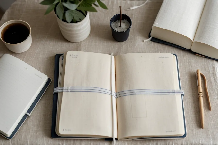 Bücherstapel und Arbeitsschuhe auf Holzboden in einer Buchhandlung.